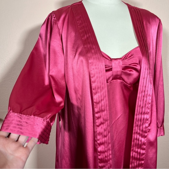 Vintage 1980’s Retro Victoria's Secret Pink Satin Slip dress Robe Peignoir set - Picture 10 of 17